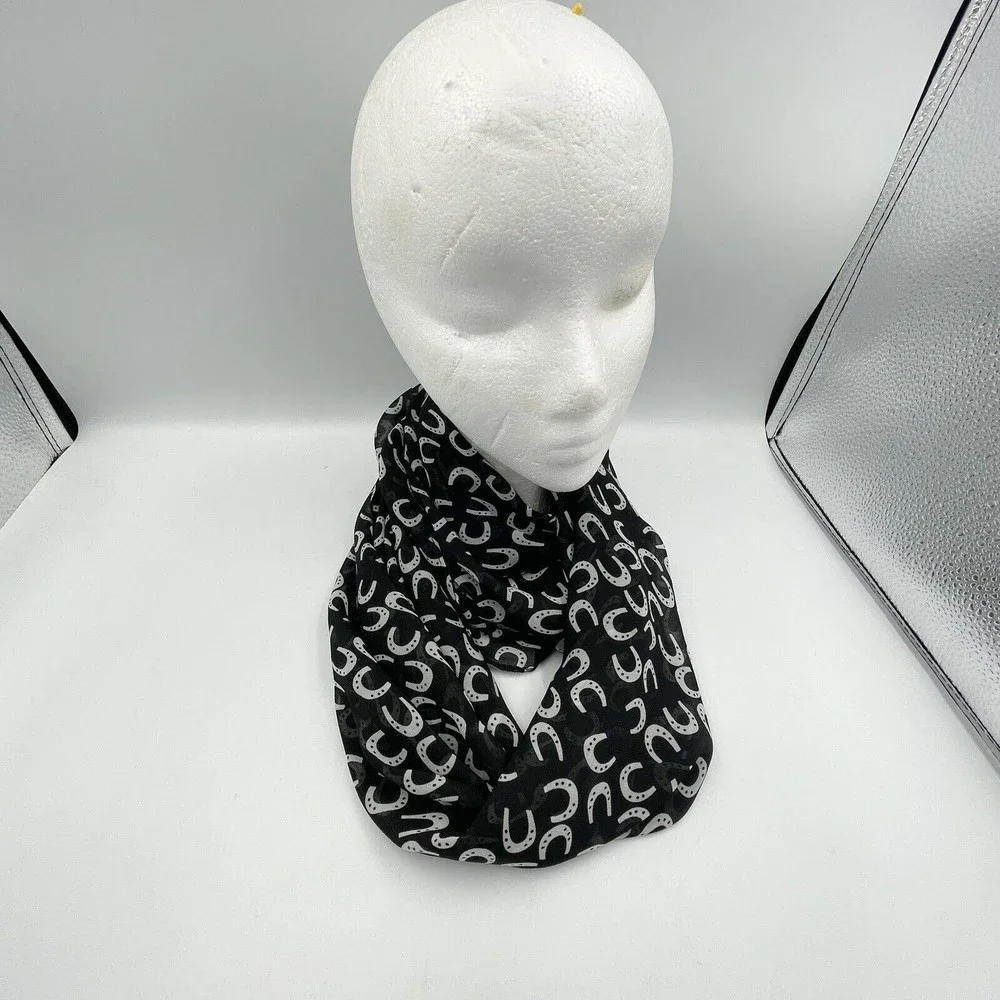 Infinity Black Scarf horseshoe print